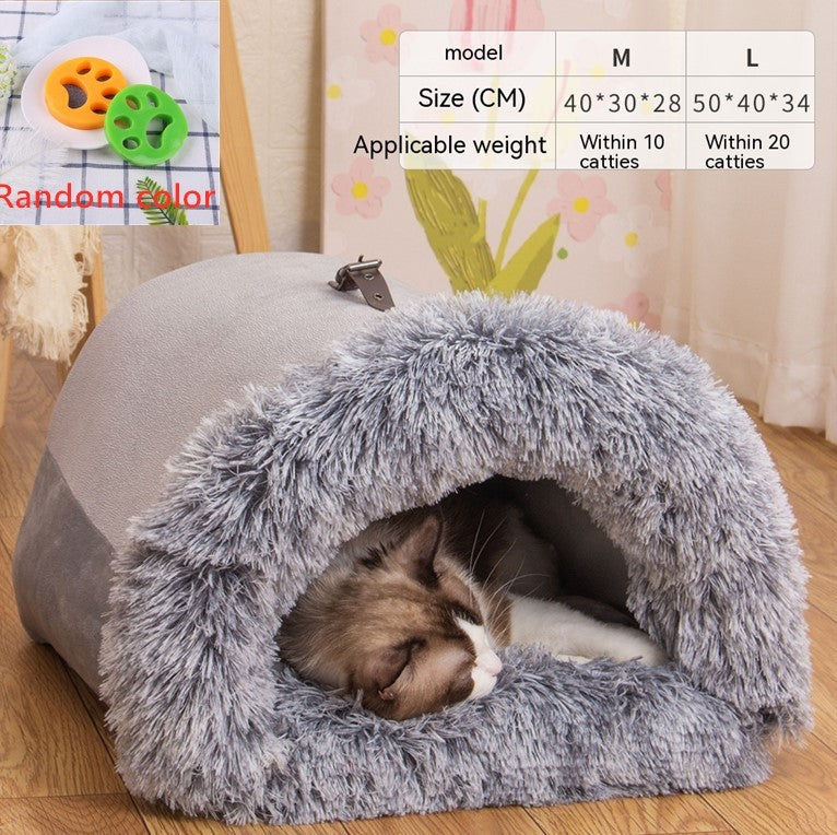 Portable Pet Nest Portable Autumn And Winter Warm Dog Nest Moisture-proof Long Fur