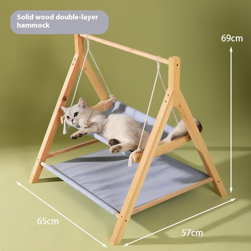Hammock Double-layer Four Seasons Universal Wooden Cat Nest