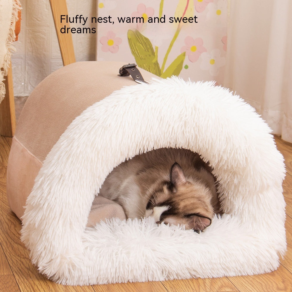 Portable Pet Nest Portable Autumn And Winter Warm Dog Nest Moisture-proof Long Fur