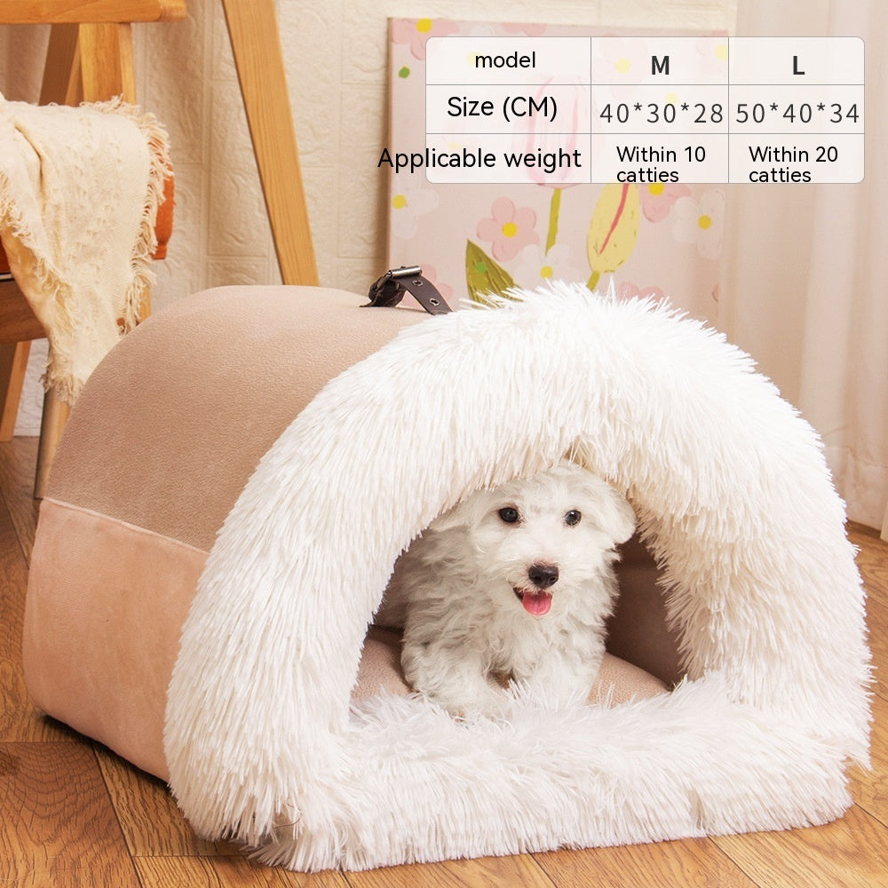 Portable Pet Nest Portable Autumn And Winter Warm Dog Nest Moisture-proof Long Fur