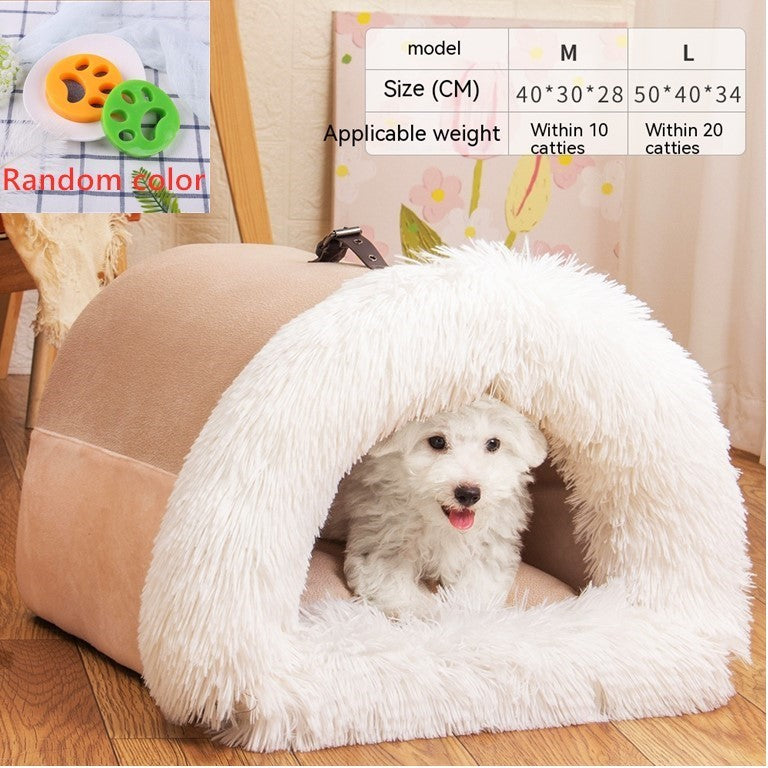 Portable Pet Nest Portable Autumn And Winter Warm Dog Nest Moisture-proof Long Fur