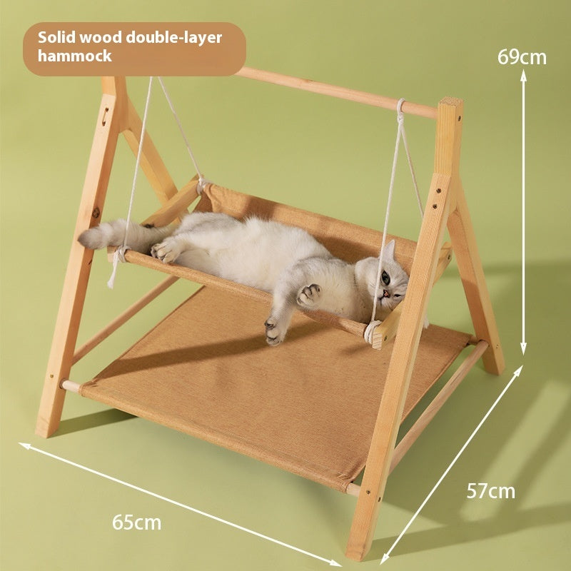 Hammock Double-layer Four Seasons Universal Wooden Cat Nest