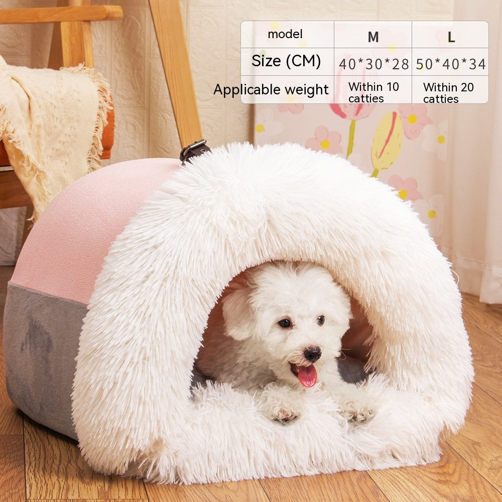 Portable Pet Nest Portable Autumn And Winter Warm Dog Nest Moisture-proof Long Fur