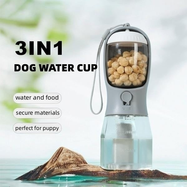 3-in-1 Portable Pet Water Bottle – Hydrate, Feed & Clean on the Go