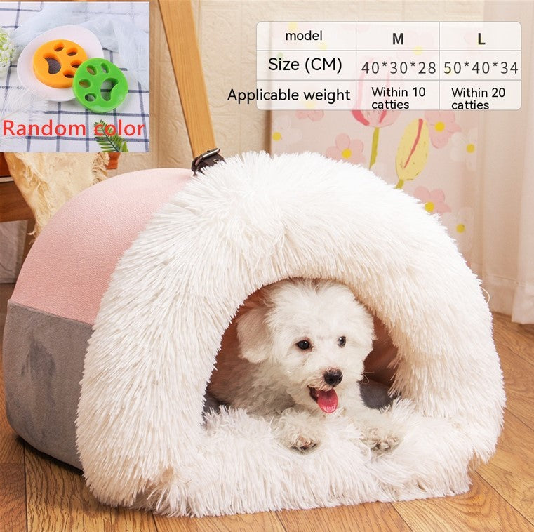 Portable Pet Nest Portable Autumn And Winter Warm Dog Nest Moisture-proof Long Fur