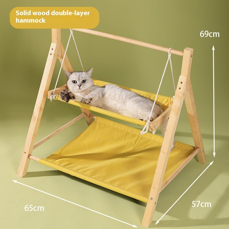 Hammock Double-layer Four Seasons Universal Wooden Cat Nest