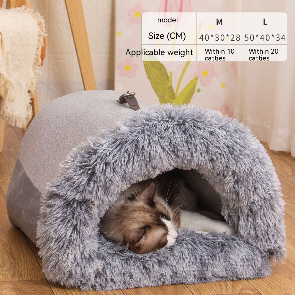 Portable Pet Nest Portable Autumn And Winter Warm Dog Nest Moisture-proof Long Fur