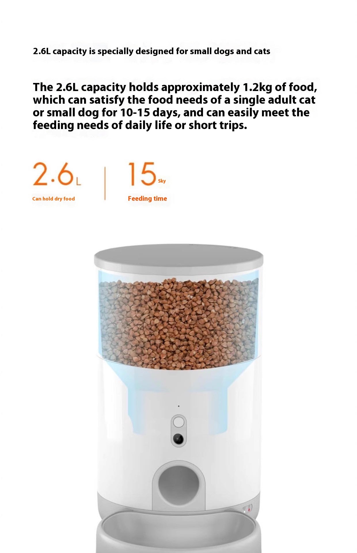 2.6L Automatic Pet Feeder – Battery Operated with Stainless Steel Bowl